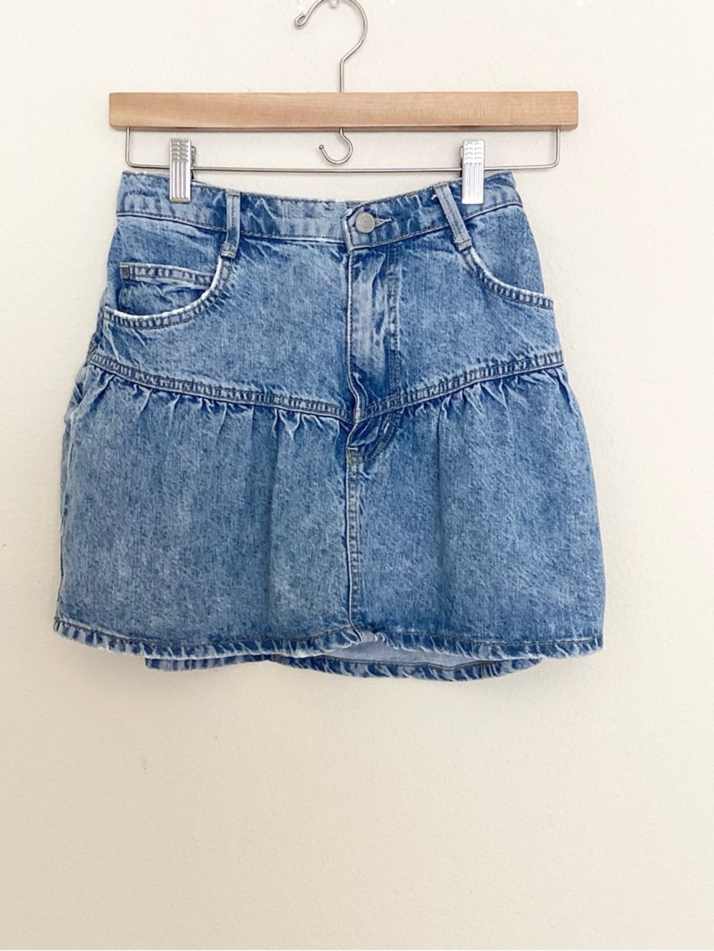 Free People Light Blue Denim Mini Skirt SZ 4